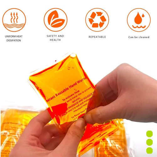 Reusable Snap Heat Pack, Hand Warmers Click, Hand Warmers Boil Click Heat Pocket Hand Warmer, Pouch Gel Hand Warmers for Camping for Outdoor, Indoor, Working, Studying, Camping, Warm Gifts (Set of 4)