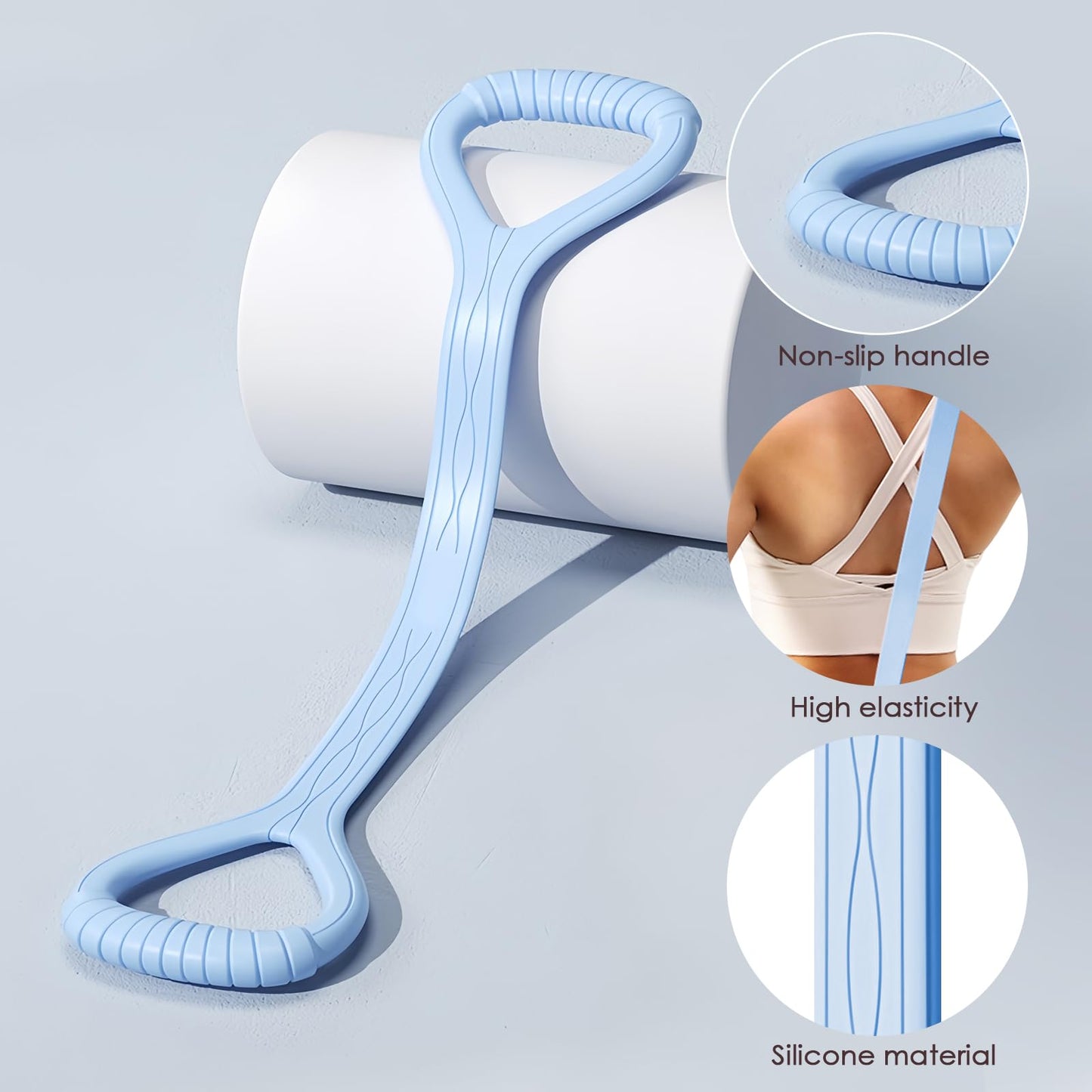 Adorila Figure 8 Resistance Band, for Men's and Women's Fitness, Portable Elastic Ropes for Yoga, Pilates(10LB Blue)