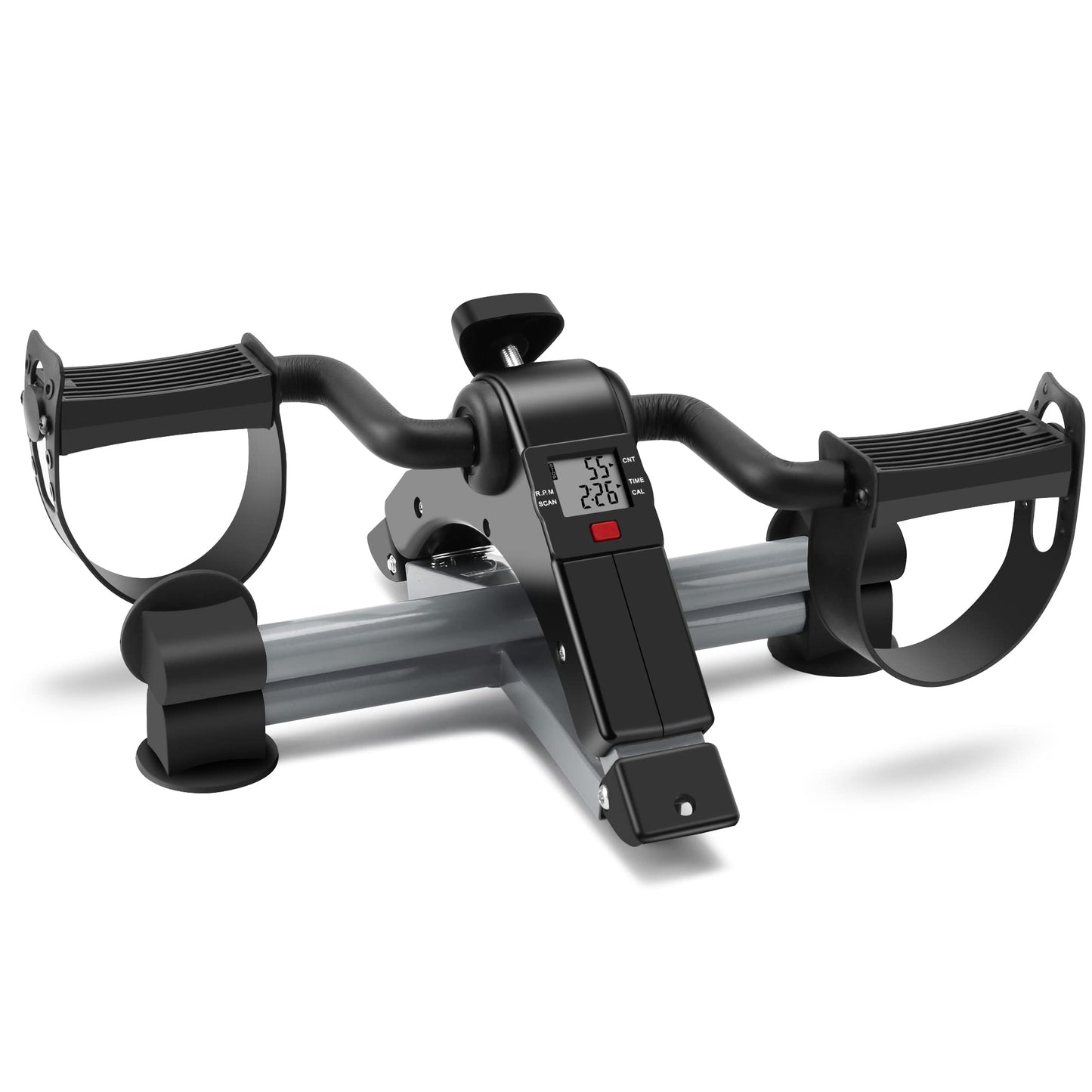 Folding mini Exercise Bike Portable Pedal Exerciser Desk Bike with LCD Displays for Arms and Legs Low Impact Exercise (GRAY)