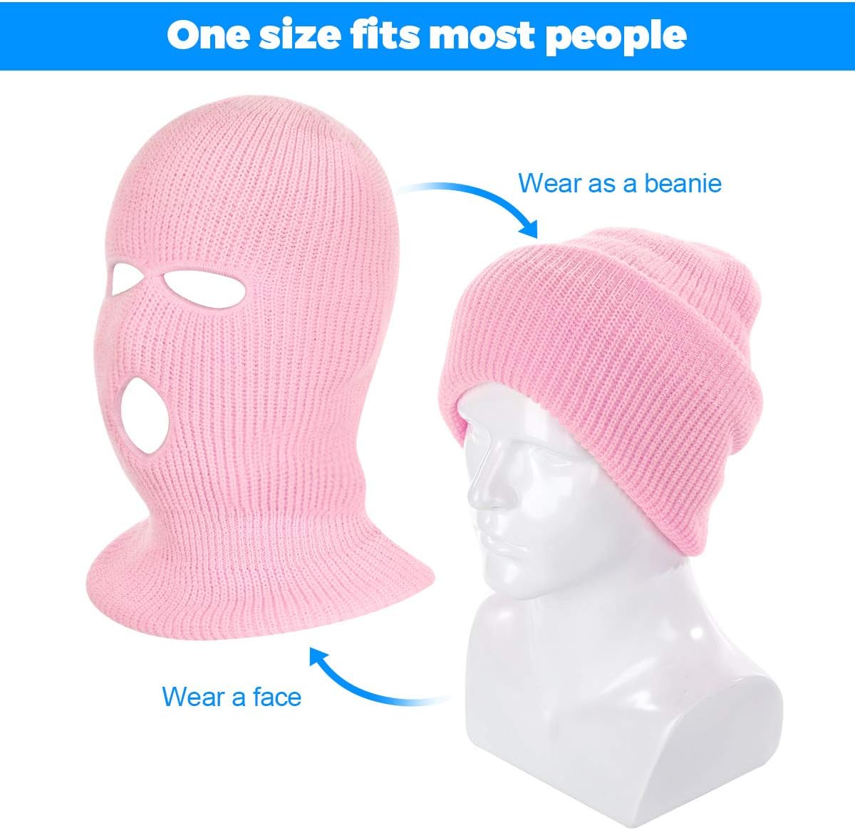 3-Hole Knitted Full Face Ski Mask | Winter Balaclava for Outdoor Sports