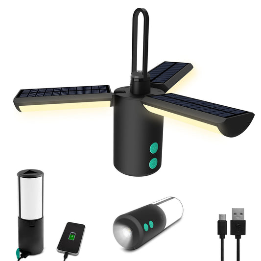 JINHODY Rechargeable LED Lantern - 8000mAh Solar Powered, 4000LM Camping Lights for Indoor/Outdoor Use, USB Charging, Emergency Flashlight