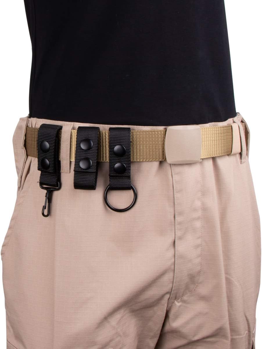 IronSeals 2 Pack Black Nylon Belt Keeper, Belt Keeper with Key Holder