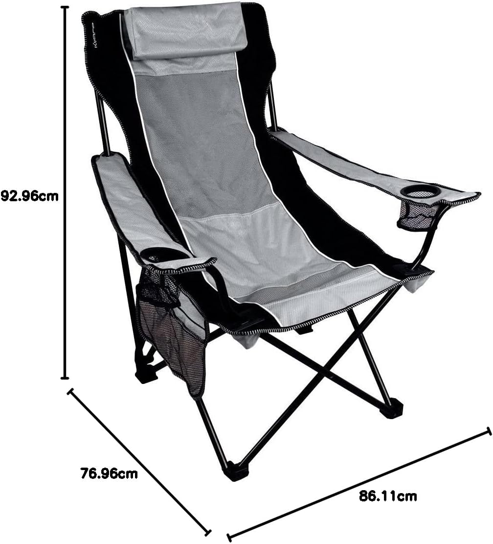Kijaro Sling Folding Camping Chair - Enjoy The Outdoors in This Outdoor Chair with a Built-in Cup Holders and Side Organizer OR Side Cooler - Includes a Detachable Pillow