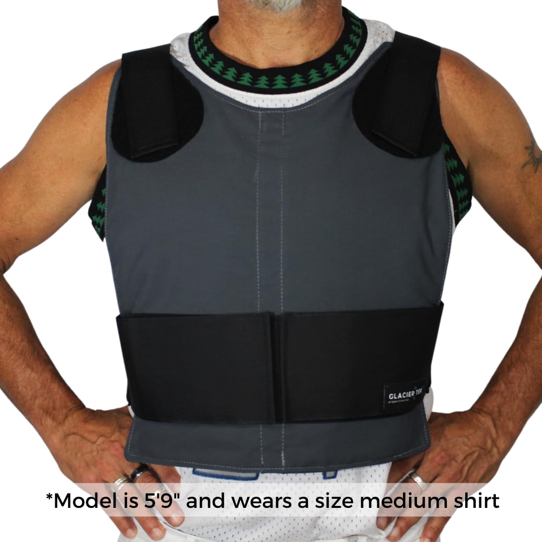 Glacier Tek Concealable Cooling Vest, 59 Degrees for 2.5 hours 8 Cool Packs, recharge in 30 minutes