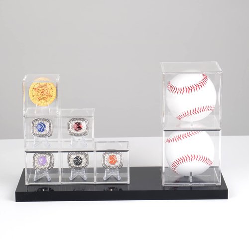 Championship Ring Display Case, Clear Tournament Championship Ring Holder Box, Acrylic Display Easel Box and Stand Holder for Baseball Softball Championship Rings Cheer Leading Rings, 10Pcs