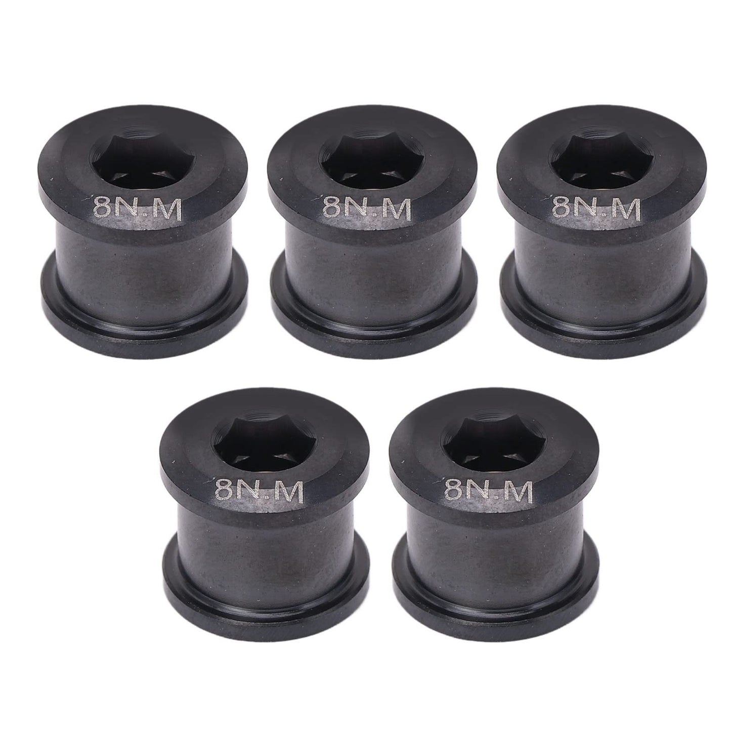 Single Chainring Bolts, Alloy Chain Ring Bolts Durable Protection Light Weight 5 Pcs for Mountain Bike(Black)