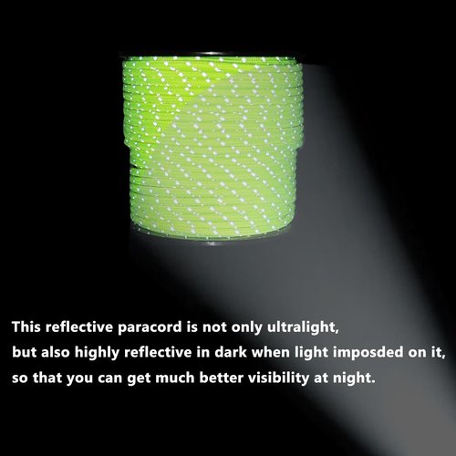 LUYADIN Reflective Paracord 240lb - Diameter 2mm Micro Utility Cord -3 Strand Parachute Spool Cord - 100ft 200ft,Paracord for Camping,Hiking,Fishing,Outdoor and DIY