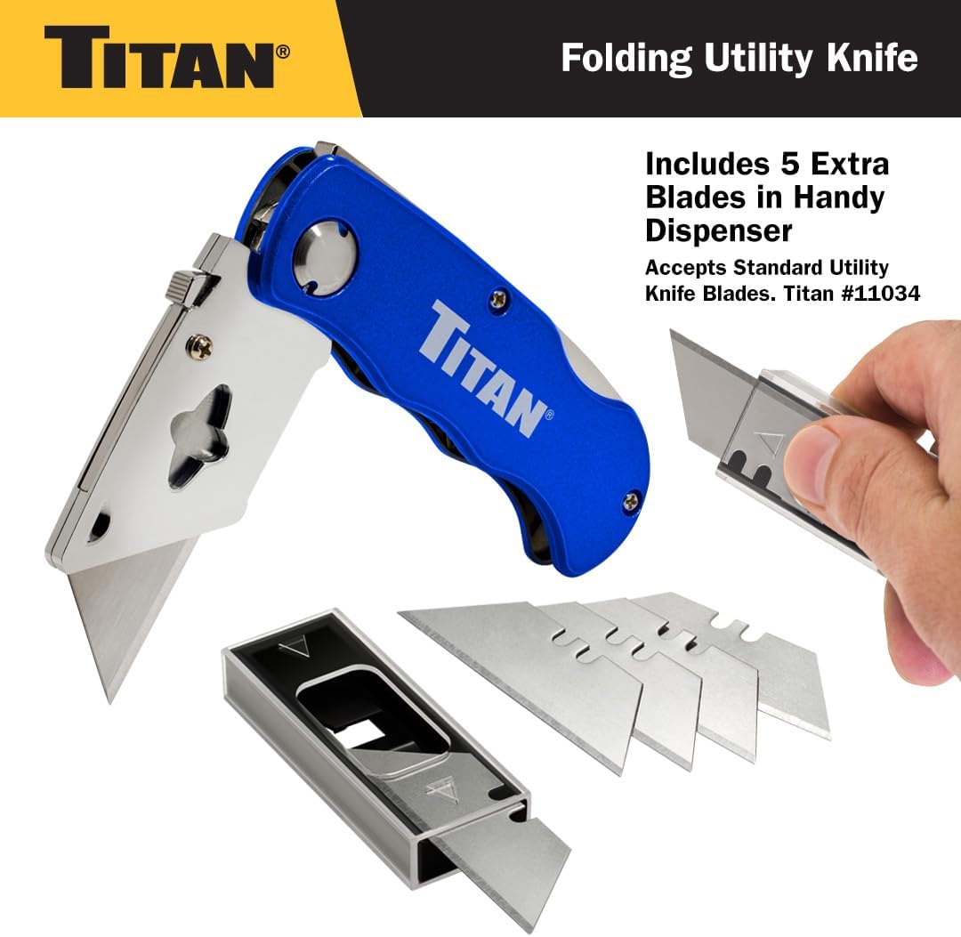 Titan 11020 Folding Pocket Utility Knife (Twin Pack - Red/Blue)