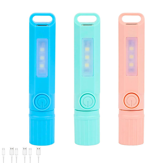 3 Pack Rechargeable Flashlights USB C Mini LED Flashlights for Kids, Camping Lantern Combo Flashlight, Ultralight Zoomable Flashlights for Boys Girls Gift Camping Hiking Night Reading (3 Pack)