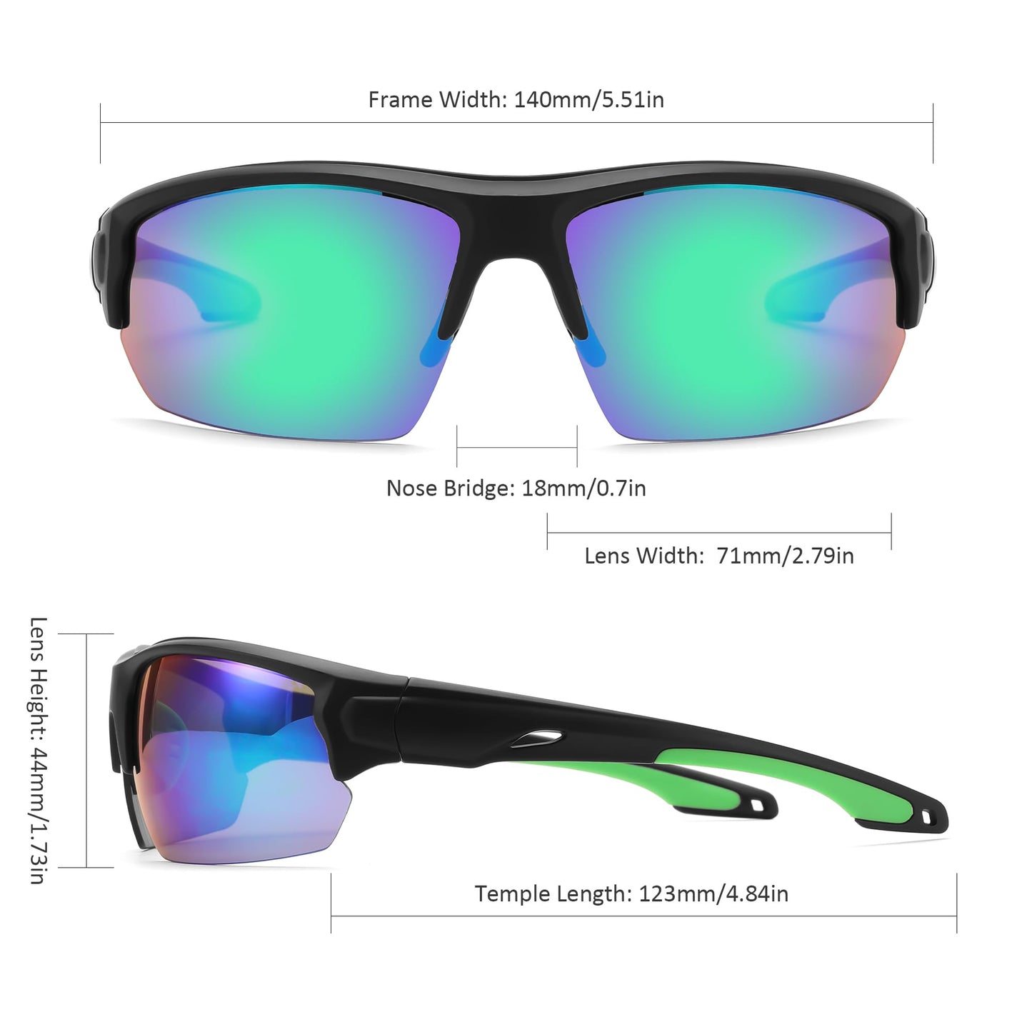 Karsaer Verde Golf Wrap Semi-Rimless Ball Finder Sunglasses for Men Women,Ideal for Golfing,Running,Cycling,Pickleball,with UV402 Protection Shades