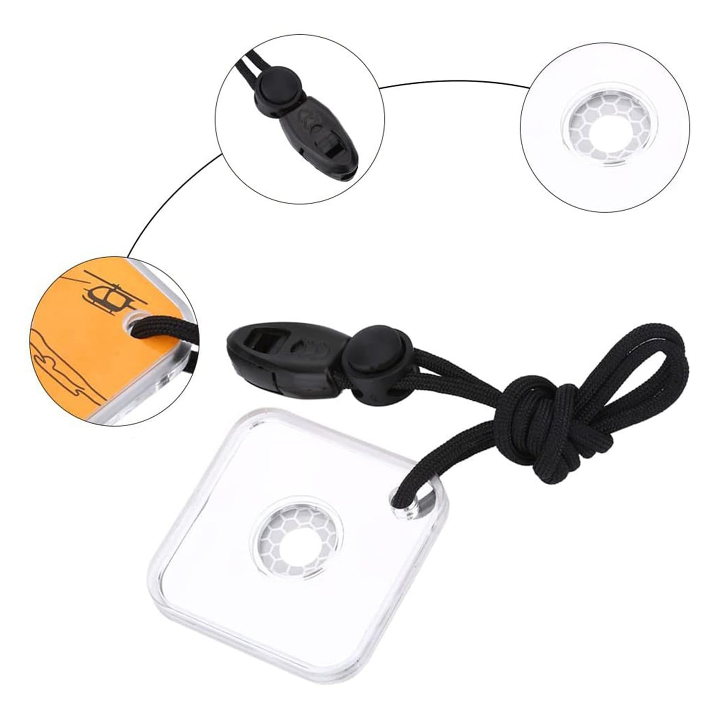 2.3 Inch Signal Mirror Survival Reflective Mirror with Aim Indicator & Whistle, Outdoor Survival Military Grade SOS Rescue Emergency Mirror for Hiking, Camping, Backpacking (A)