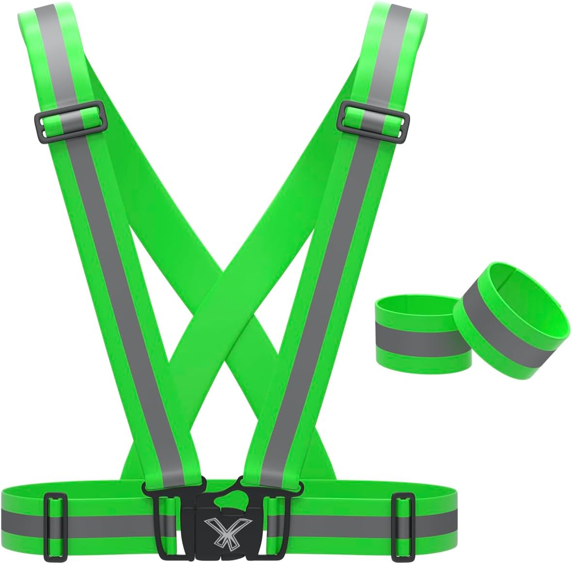 Reflective Vest with Hi Vis Bands, Fully Adjustable & Multi-Purpose Reflective Running Gear, Reflective Straps for Night