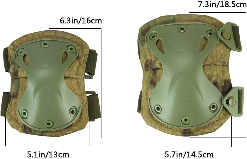 AOUTACC Tactical Combat Knee & Elbow Protective Pads Set for Outdoor CS Paintball Game Cycling Safety Skateboarding Gear Skates Knee Protection Guard Pads