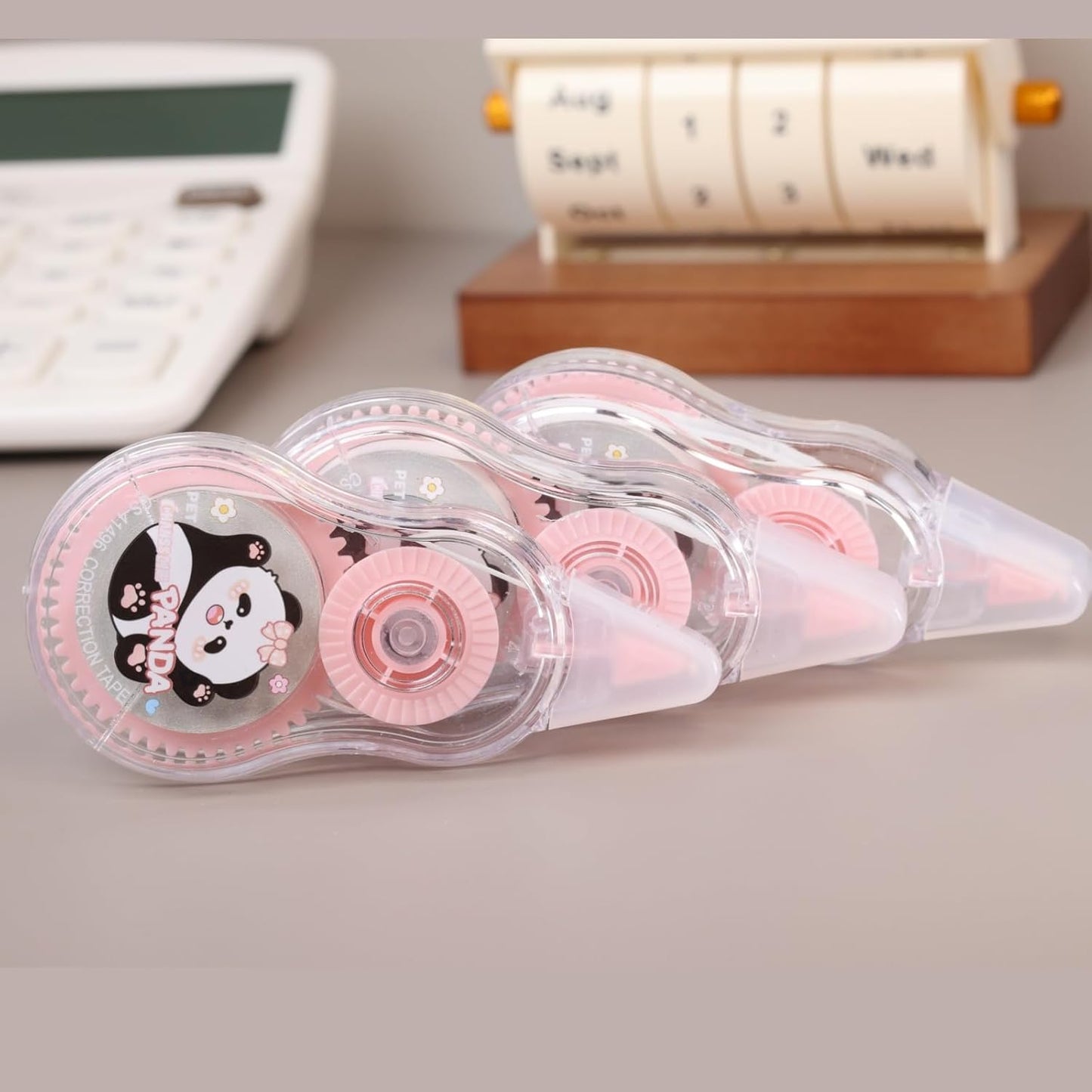 Aesthetic and Cute Gourd-Shaped White Correction Tape, 39.37ft(12m), 3-Count Pack, Easy to use, Dry Instantly, Clean and Tear-Resistant Tape Office or School Supplies(Cyan)