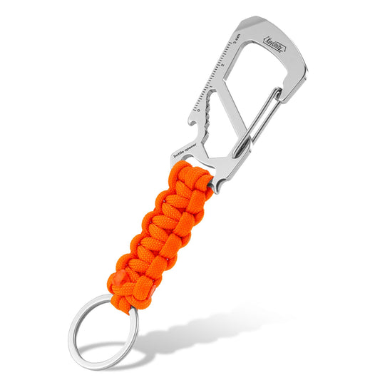 KeyUnity KC00 Paracord Keychain Carabiner Clip, 550 Parachute Lanyard Multitool for Outdoor, Backpacks, Men & Women (Orange)