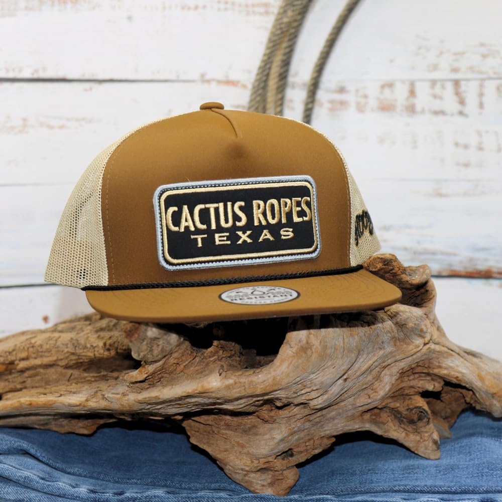 HOOEY Adjustable Snapback Trucker Hat with Cactus Ropes Logo (Brown/Tan)