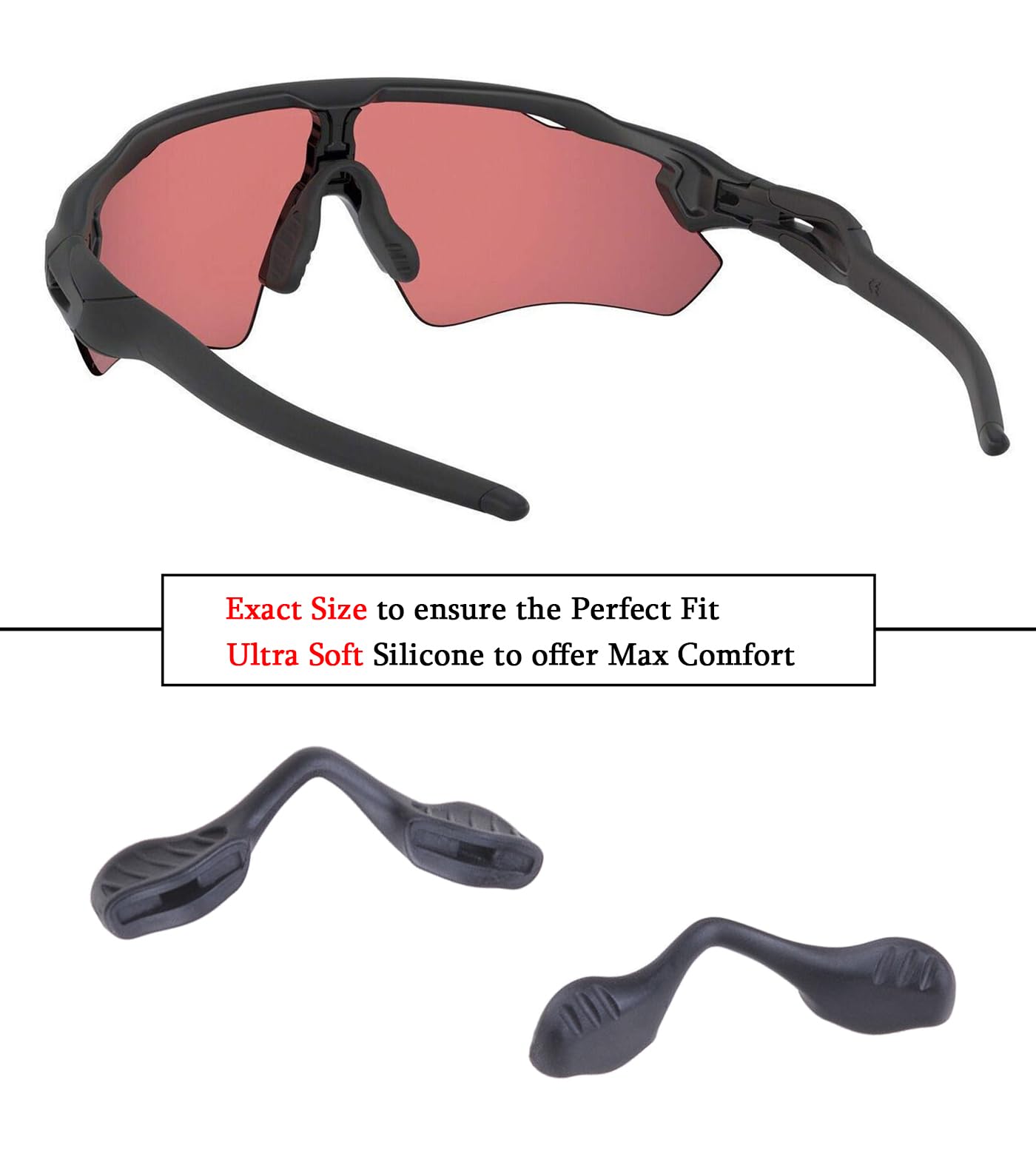 2 Pcs Replacement Nose Piece Nose Pads for Oakley Radar EV Path/Radar Path/RadarLock Path/Radar Pace OJ9001 OO9182 OO9183 OO9184 OO9208 OO9211 OO9333 Sunglasses Frame, Black Standard Fit