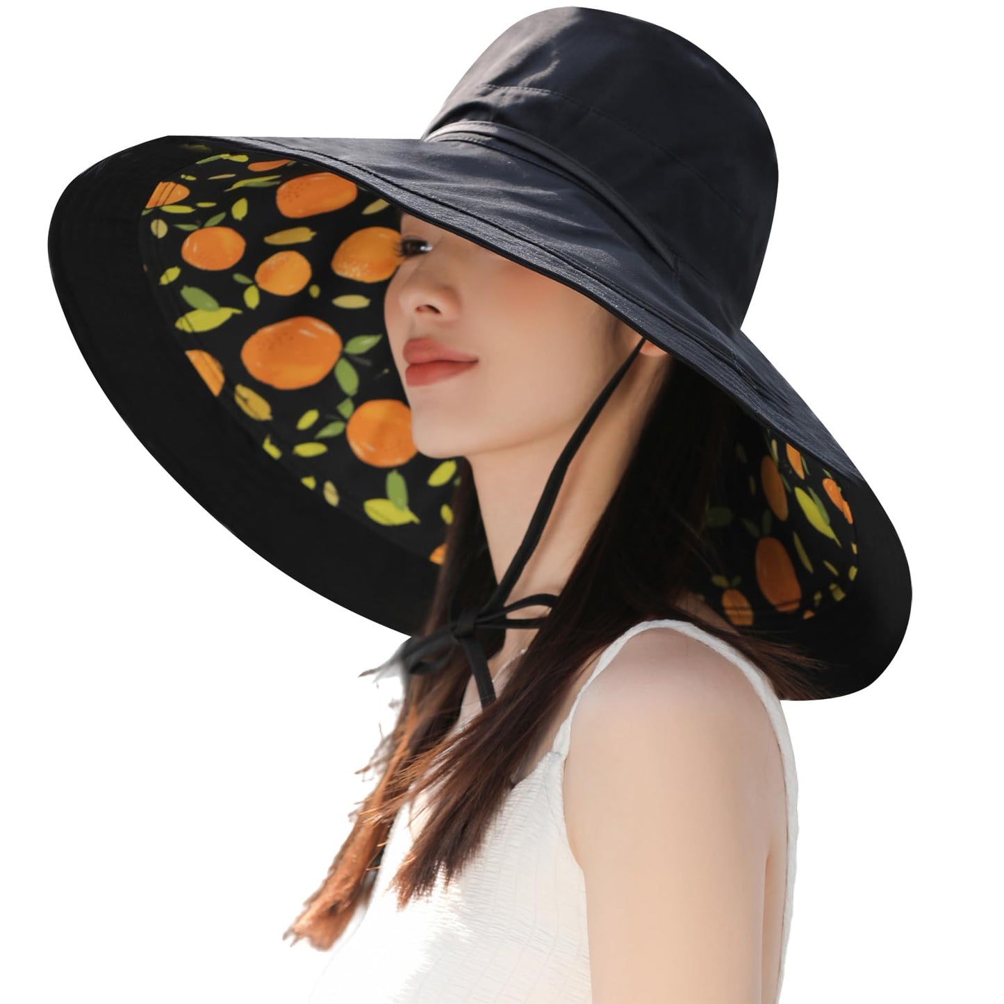 7 inch Wide Brim Women Summer Sun Floppy Hat Beach Bucket Hats Reversible Foldable Fishing Travel UV Protection Ladies Hat