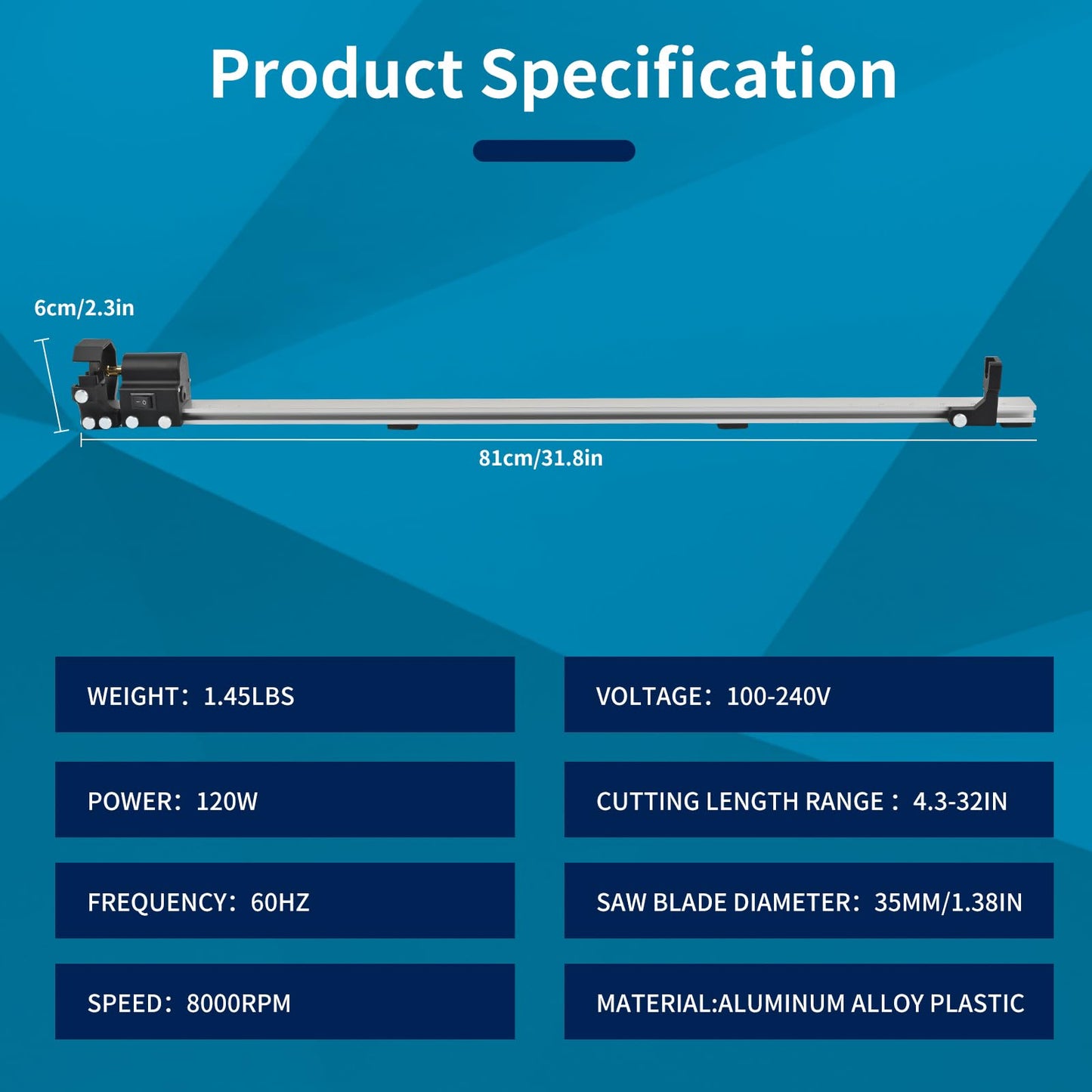 FENJANER Archery 8000 RPM Electric Arrow Saw - Adjustable 4.3”-32” Carbon Arrow Cutter Pipe Tube Cutting, Arrows Trimmer Polisher Tool for Aluminium & Fiberglass Arrow DIY