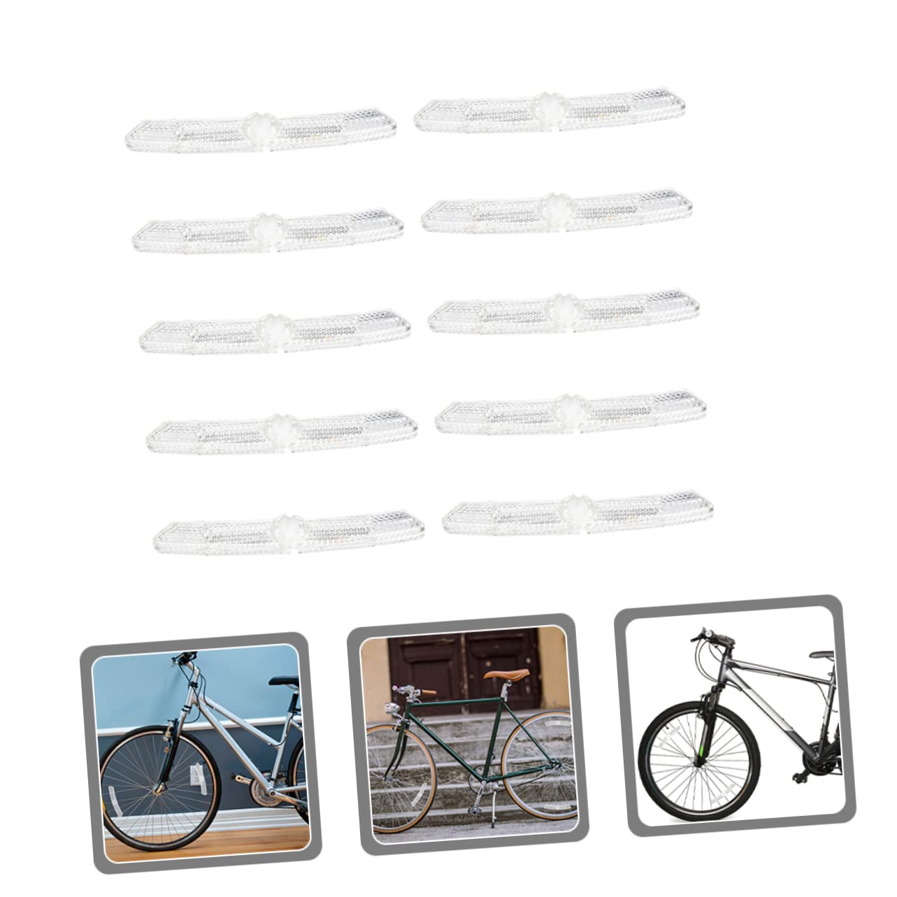 Kisangel 10pcs Bike Wheel Reflectors Night Safety Plastic Bicycle Reflectors White Bike Tire Decor for Night Riding Accessories