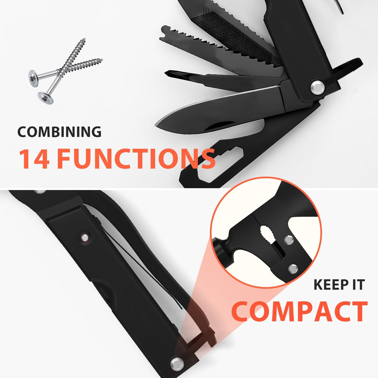 15 in 1 Multitool Axe Hatchet, Camping Accessories Survival Gear, Multi Tool Gifts for Camping Hiking Survival, Fathers Day Dad Gifts from Daughter Wife Son, Cool Gadgets Gifts for Men, Dad, Black