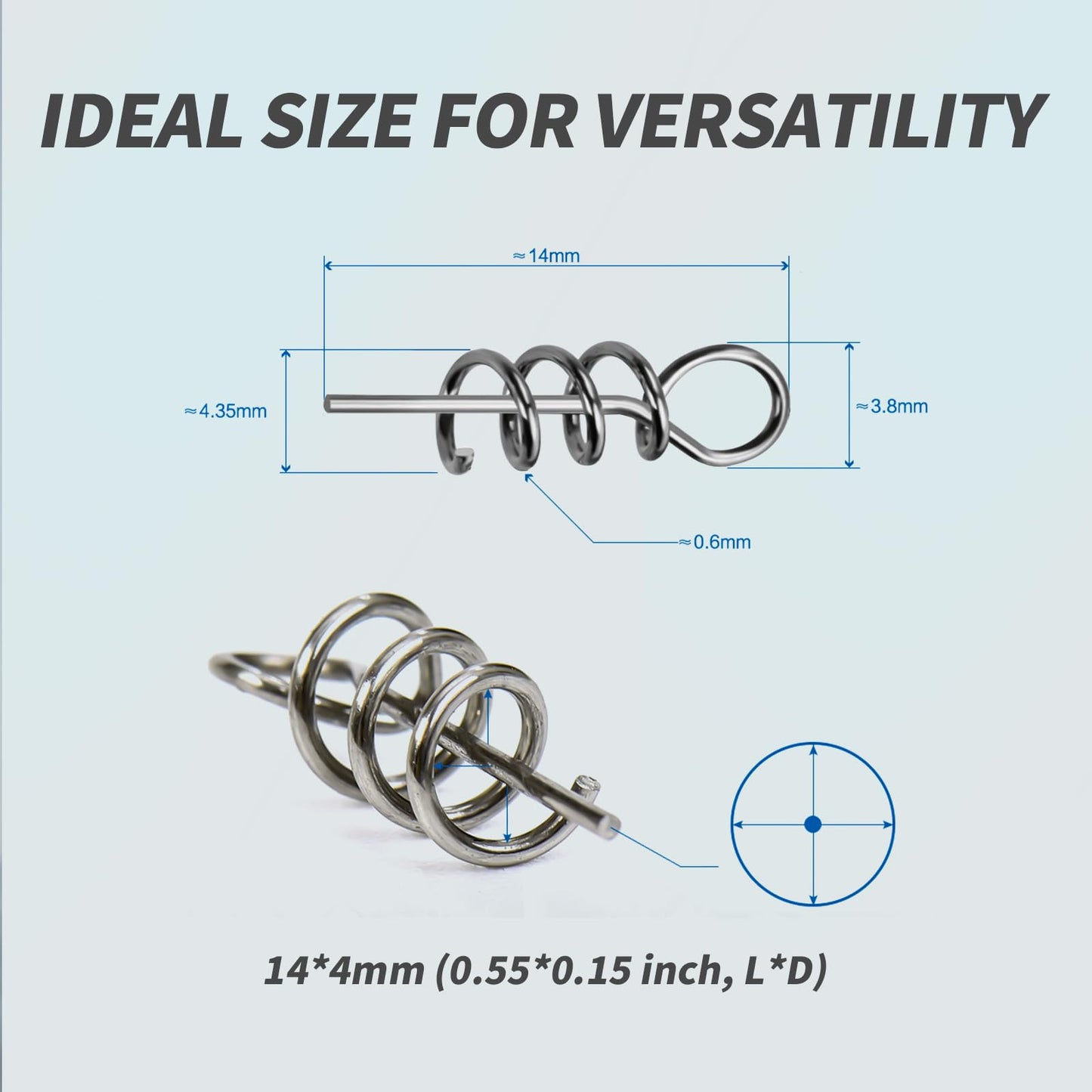 200pcs Lure Screw Spring Twist Lock Fishing Hook Centering Pin, Secure Soft Lure Bait Worm Crank, Swim Bait Keeper Springs for Fishing Hooks