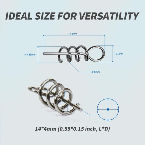 200pcs Lure Screw Spring Twist Lock Fishing Hook Centering Pin, Secure Soft Lure Bait Worm Crank, Swim Bait Keeper Springs for Fishing Hooks
