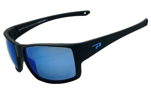 Pepper's Sports Collection Polarized Oval Sunglasses, Matte Black/Blue Mirror, 62X17X125MM