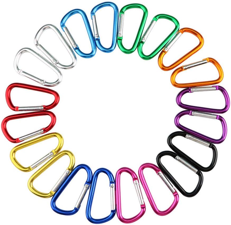 20Pcs 5cm Aluminum Alloy Carabiner, Multicolour Mini Carabiner Keychain, Not for Climbing
