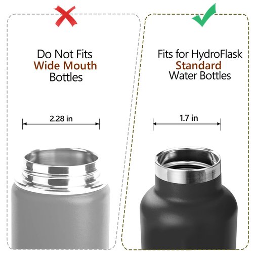 Auto Flip Lid for Hydro Flask Standard Mouth Bottle, Spout lid for HydroFlask Narrow Mouth Bottle, Replacement Lid with Button Lock, Black