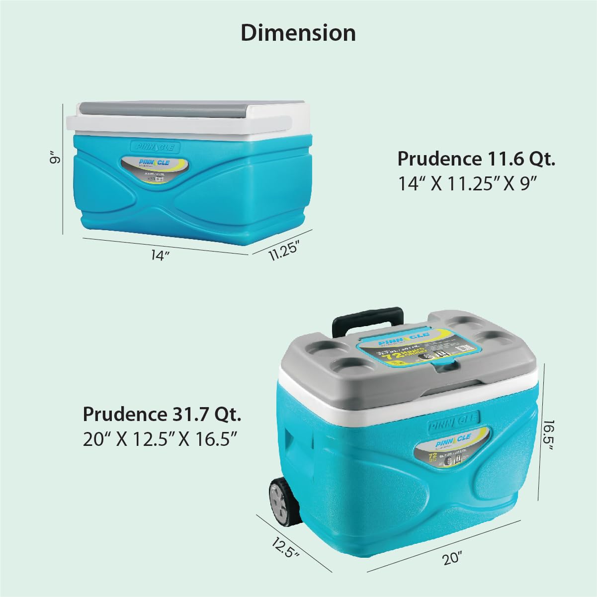 Pinnacle Thermoware Blue 11L Insulated Cooler Bag with Wheels and Smaller Outdoor Coolers