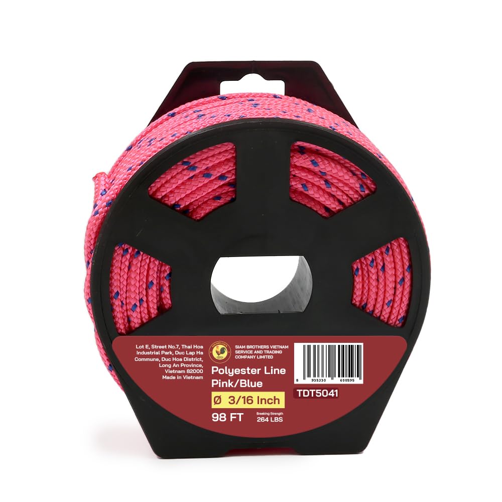 3/16" x 98' (4 mm x 30 m) 16 Strand Strong Heavy-Duty Tactical Cord, Clothes Line Camping Utility - All-Purpose Lightweight Diamond Braid Rope for Tie, Pull, Swing, Knot