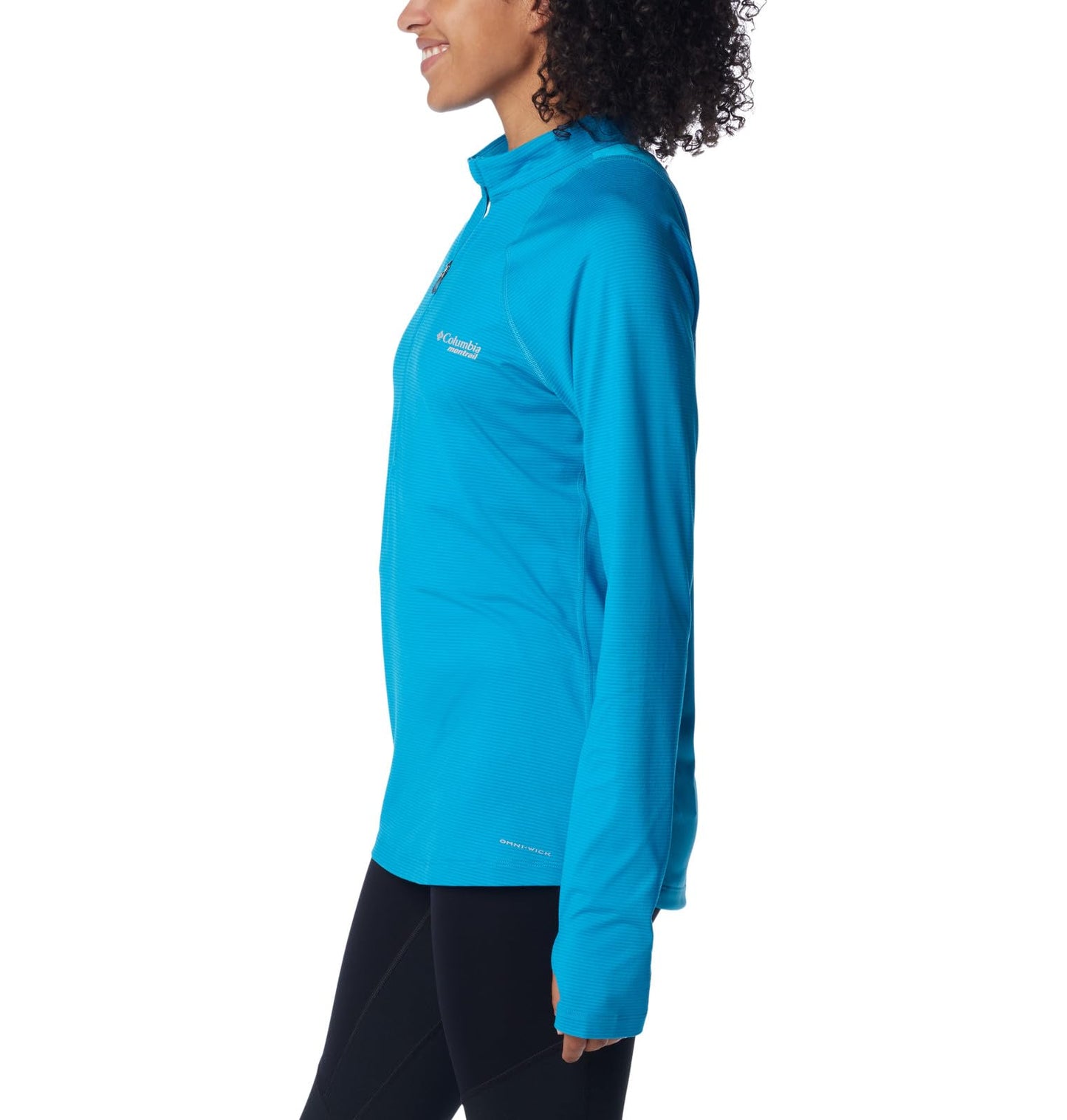Columbia Women's Endless Trail Half Zip Mesh Long Sleeve, Ocean Blue, Large