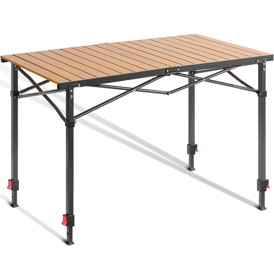 Join Nature Portable Outdoor Adjustable Height Camping Table, Large for 2-6 Person, Foldable Roll-up Aluminum Camp Table with Carry Bag for Picnic, Camp, Sturdy, Stable, Loads 220 Lbs