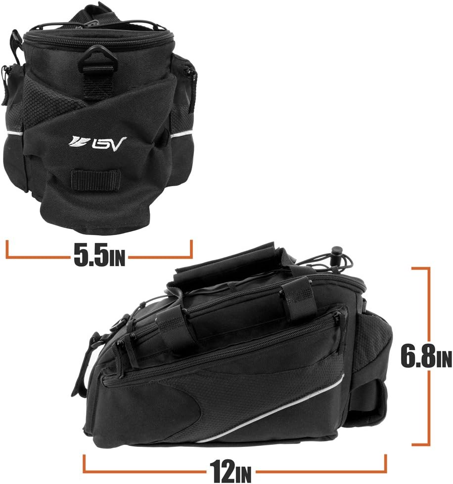 BV Insulated Bike Bag - Cooler Bike Saddle Bag with Shoulder Strap & Quick-Access Lid - for Warm or Cold Items - Bike Bags for Bicycles with Reflective Trim - Grocery, Commute & Weekend Rides