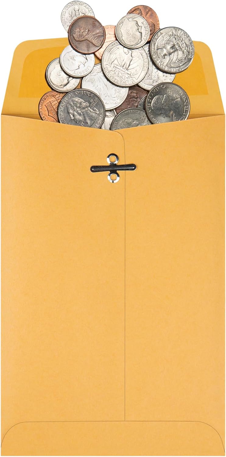 Quality Park 6 x 9 Clasp Envelopes, Clasp and Gummed Closures for Storing or Mailing, 28 lb Kraft Paper, 100 per Box (QUA37855)