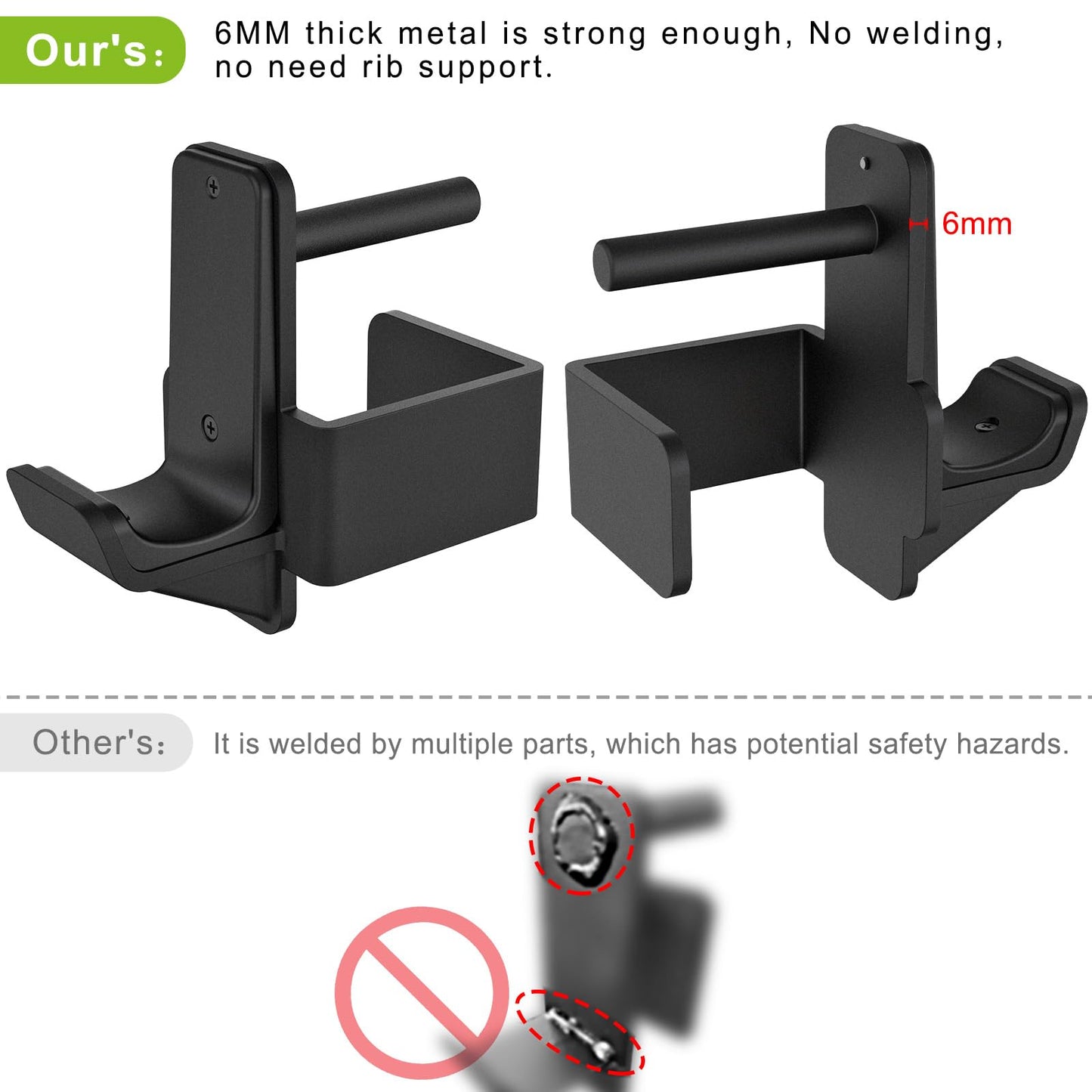 Kipika J-Hooks and Weight Plate Holder Set for 3" x 3" Power Rack with 5/8" or 1" Hole - Squat Rack Attachments for Strength Training and Weight Storage - Fits Olympic 2-inch weight plates.