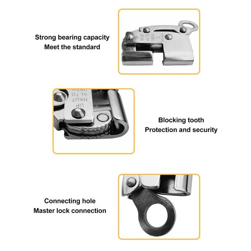 VBESTLIFE Fall Protection Rope Grab, Alloy Steel Self-Locking Device with Spring Mechanism for Rock Climbing Fire Rescue Industrial Safety Equipment
