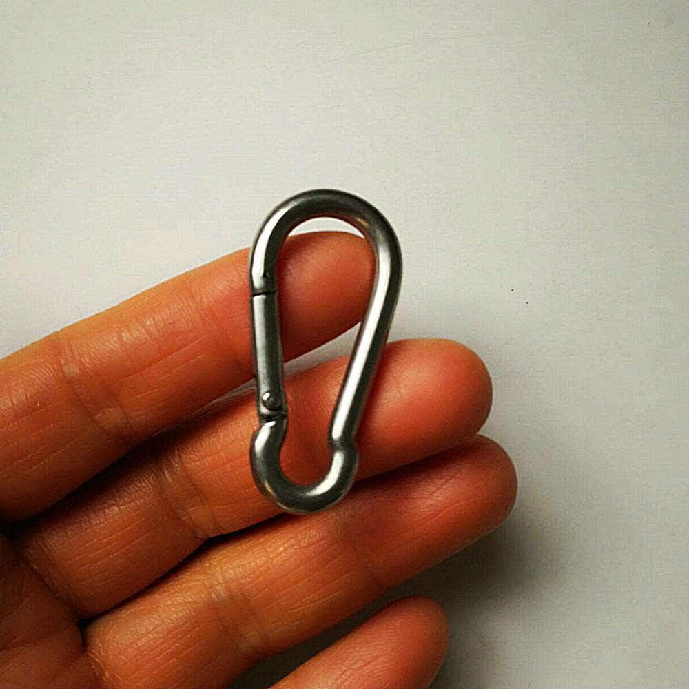 Jingyi 4mmx40mm Carabiner Clip Heavy Duty Snap Hook, 316 Stainless Steel Spring Clip Keychain, Holds Up to 40lbs(Max), Home use, 4pcs