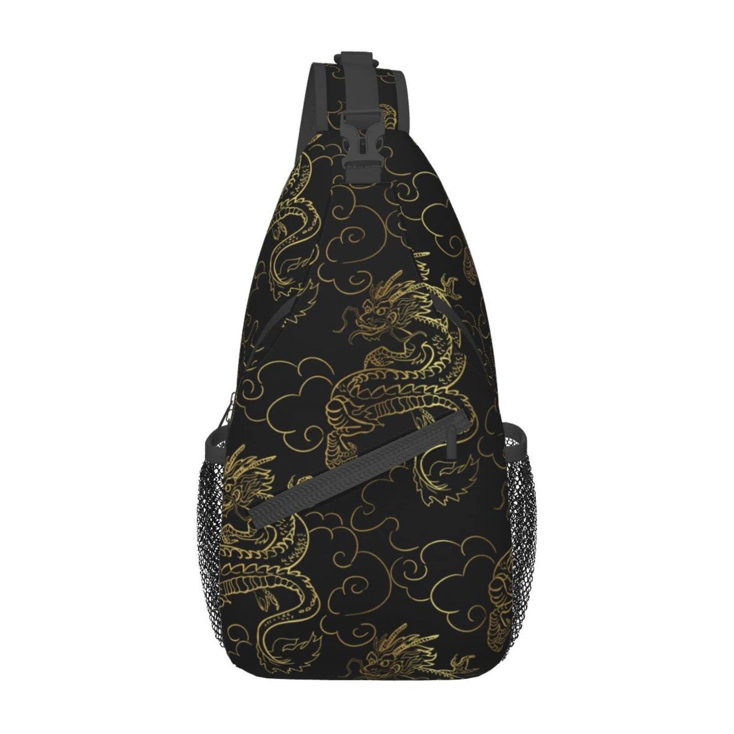 Chinese Japanese Dragon Sling Bag Sling Backpack Crossbody Chest Bag Daypack for Women Men Hiking Travel