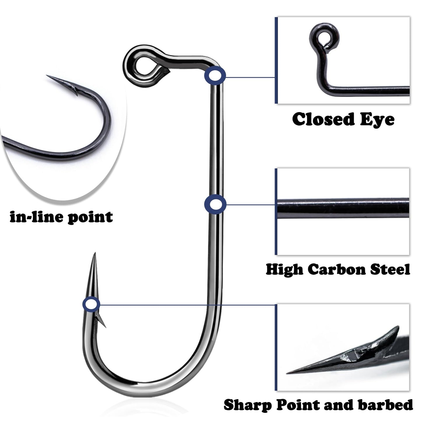 FishTrip 90-Degree Jig Hooks Fishing - 100pcs Aberdeen Long Shank Hook Jig Maker for Freshwater Saltwater Fly Tying 4#