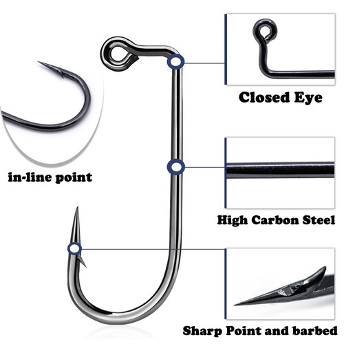 FishTrip 90-Degree Jig Hooks Fishing - 100pcs Aberdeen Long Shank Hook Jig Maker for Freshwater Saltwater Fly Tying 4#