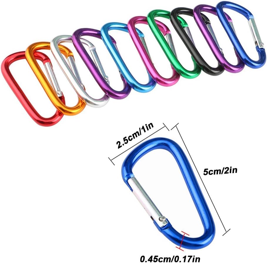 20Pcs 5cm Aluminum Alloy Carabiner, Multicolour Mini Carabiner Keychain, Not for Climbing