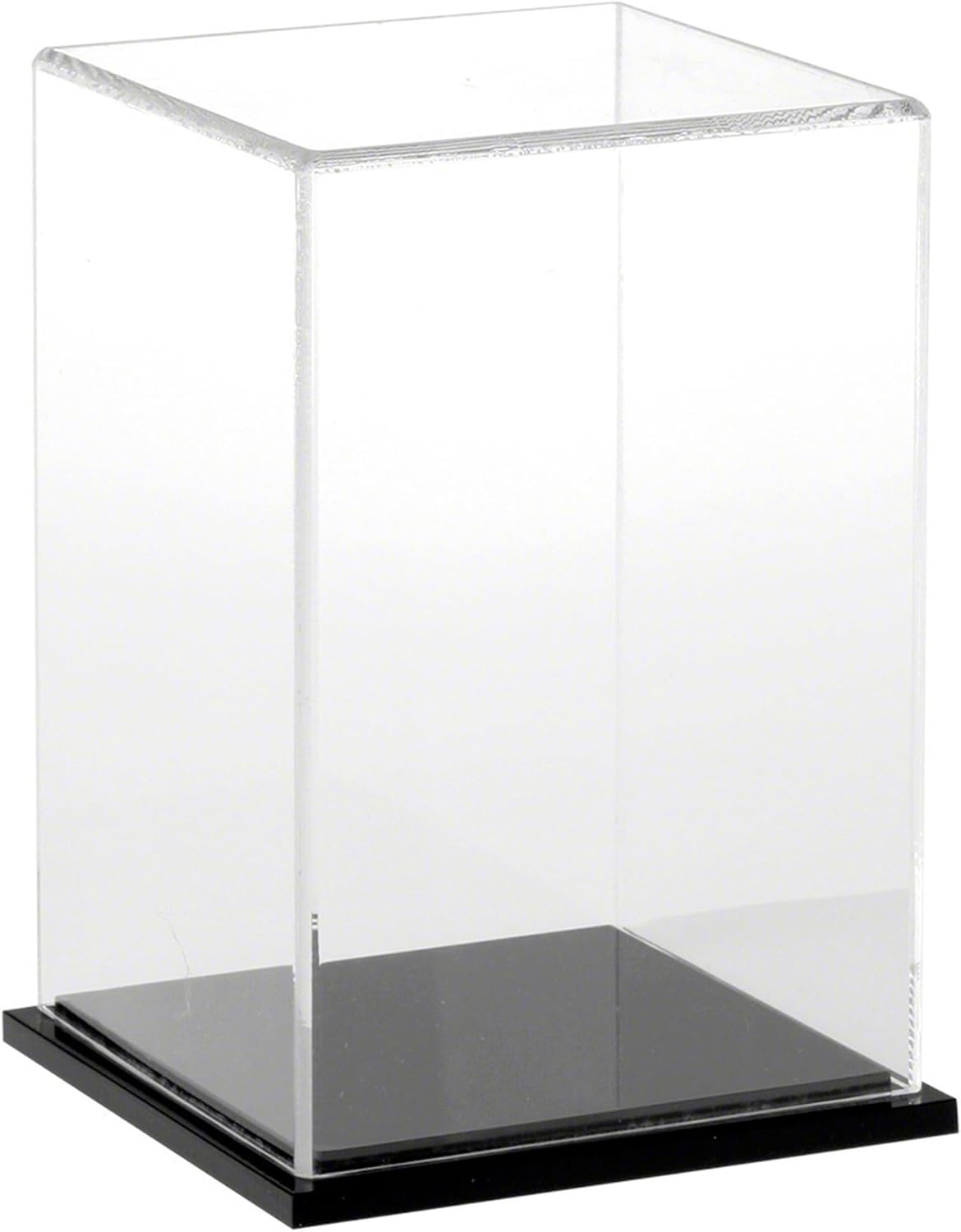 Plymor Clear Acrylic Display Case with Hardwood Base, 4" W x 4" D x 6" H