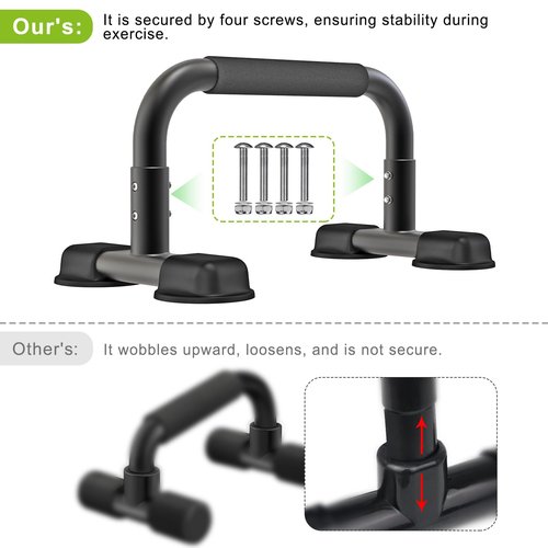 Dolibest Push Up Bar, 9.6'' High Parallettes Bars with Full-Cover Foam Handles, Stable Calisthenics Equipment, Suitable for Handstand, L-Sit, Dip Bar, Strength Training for Indoor Outdoor Use(660LB)
