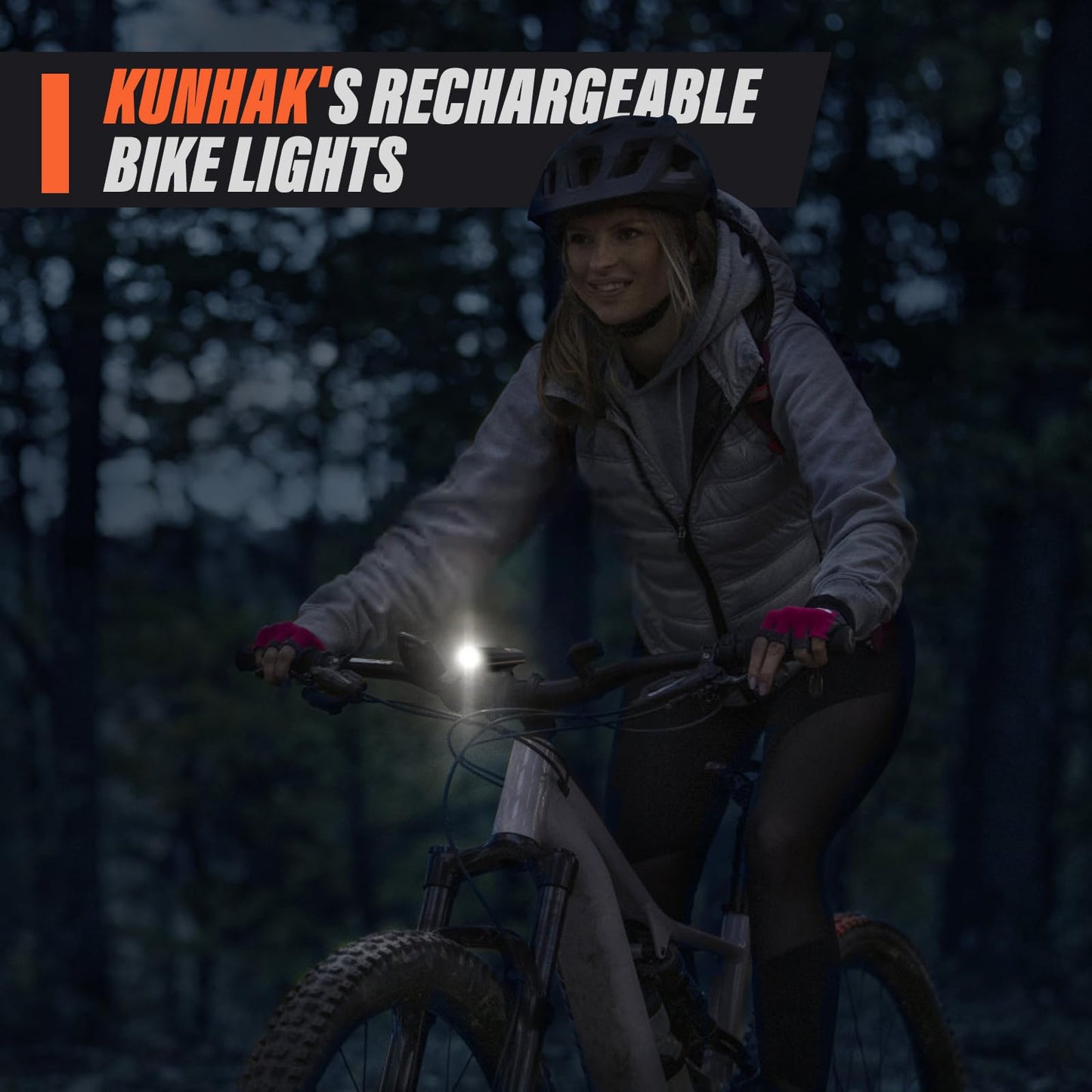 KUNHAK® Rechargeable Bike Lights, Ultra Bright Bike Lights for Night Riding, Road Mountain Bike Accessories for Kids Adults - Headlight with Tail Light