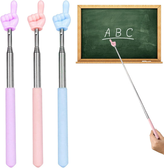 3 PCS Telescopic Pointer Finger Stick,Classroom Finger Pointer Stick Pointers,Kids Reading Finger Pointer Stick,Collapsible Finger Pointing Stick,for School Kindergarten Elementary,Classroom Supplies