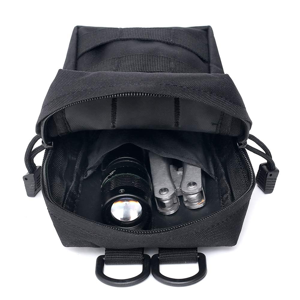 2 Pack Tactical Molle Pouches, Molle Utility Pouch, Small Tactical Bag, Belt Pouch, Compact Water-Resistant EDC Pouch (Black)