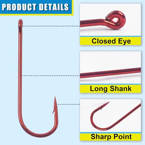 Crappie Panfish Fishing Hooks Aberdeen Hook Set,150pcs Fishing Hooks Long Shank Offset Crappie Hooks Light Wire Fish Hook Carbon Steel Bluegill Hooks Freshwater Bass Catfish Trout Mix Color Small Size
