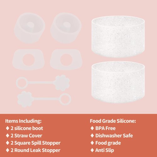 SALUOKE Stanley Cup Accessories 8 Pcs, Including 2 Straw Cover Cap, 2 Square Spill Stopper, 2 Round Leak Stopper, 2 Pcs Silicone Boot for Stanley H2.0 40oz 30oz Tumbler (clear)